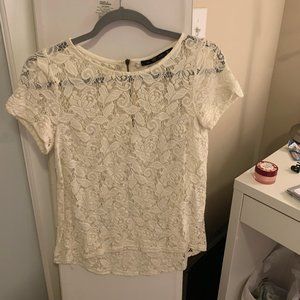 Sheer Ivory Lace Shirt Size S